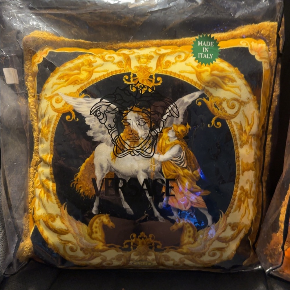 Versace Gold and Black Decorative Pillow